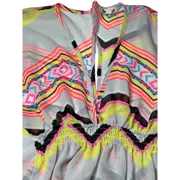 Miken Swim XS Sheer Chevron Print Cover-Up Dress‎ With Elastic Waist NWOT - Picture 5 of 8